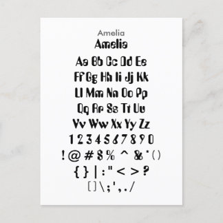 Amelia - Datablad Zazzle-lettertype Briefkaart
