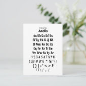 Amelia - Datablad Zazzle-lettertype Briefkaart (Staand voorkant)