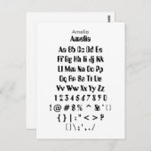 Amelia - Datablad Zazzle-lettertype Briefkaart (Voorkant / Achterkant)