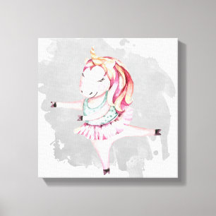 Amelia de Ballerina Eenhoorn Ingepakte Canvas Prin Afdruk