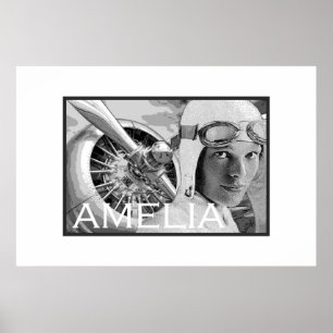Amelia Earhart en haar Electra Propeller Poster