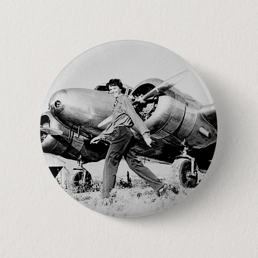  Amelia Earhart Foto Ronde Button 5,7 Cm (Voorkant)