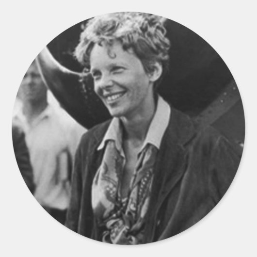  Amelia Earhart Fotoportret Ronde Sticker (Voorkant)