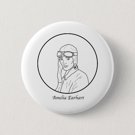 Amelia Earhart Line Portrait Ronde Button 5,7 Cm (Voorkant)