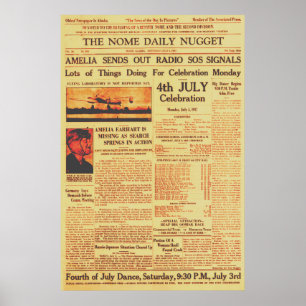 Amelia Earhart stuurt radio SOS Sepia 1937 Poster