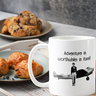 Amelia Earhart Zwart Wit Foto,Luchtvaart Citaat Koffiemok