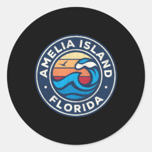 Amelia Island Florida FL nautische golven Ronde Sticker