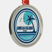 Amelia Island Florida Palm Tree Vogels Metalen Ornament (Rechts)