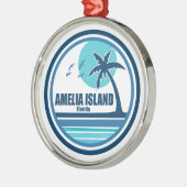 Amelia Island Florida Palm Tree Vogels Metalen Ornament (Links)