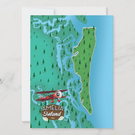 Amelia Island Florida reiskaart. (Voorkant)