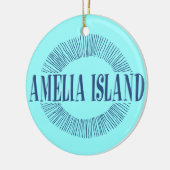 Amelia Island in blauw met zonneontwerp Keramisch Ornament (Links)