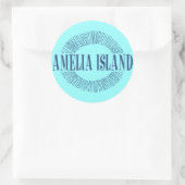Amelia Island in blauw met zonneontwerp Ronde Sticker (Tas)