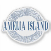 Amelia Island in blauw met zonneontwerp Sticker (Voorkant)