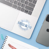 Amelia Island in blauw met zonneontwerp Sticker (Laptop met iPhone)