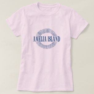 Amelia Island in blauw met zonneontwerp T-shirt