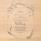 AMELIA Moderne Rustieke Boho Elegante Bloemen Huwe Acryl Uitnodigingen (Voorkant)