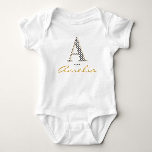 Amelia Name openbaart Letter A voor  meisje Romper (Voorkant)