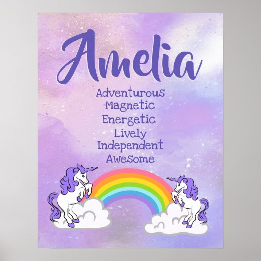 Amelia Name Poster (Voorkant)