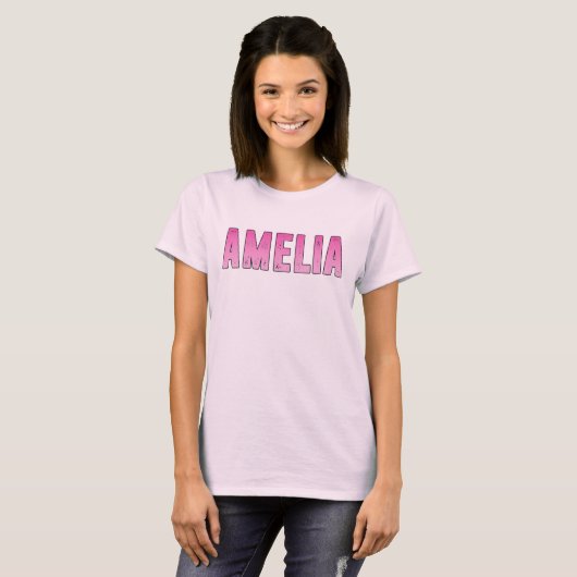 Amelia nom rose T-shirt (Devant entier)