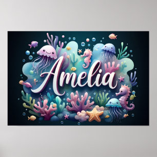 Amelia Ocean Nursery Onderwater Zee Dieren Poster