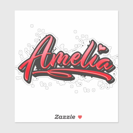 Amelia red Heart Graffiti Aufkleber Sticker (Vel)