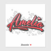 Amelia red Heart Graffiti Autocollants (Feuille)