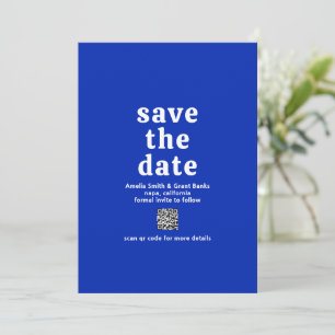 Amelia Royal Blue Moderne bruiloft Save The Date