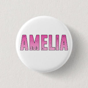 Amelia roze naam T-Shirt Ronde Button 3,2 Cm