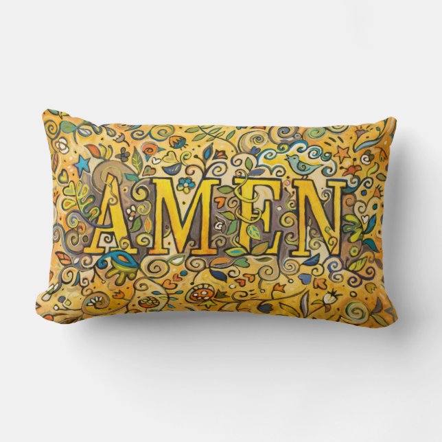 AMEN Decorative Floral Lumbar Pillow Kussen (Voorkant)