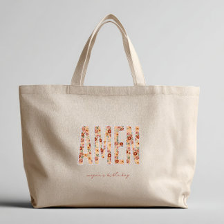 Amen Floral Appliqué Custom Bible Book Tote Bag