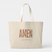 Amen Floral Appliqué Custom Bible Book Tote Bag (Dos)