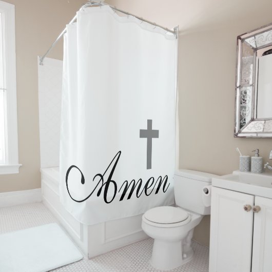 AMEN script met CROSS | Douchegordijn (In situ)
