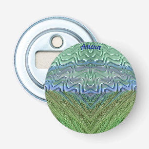 AMENA ~ ONGEBRUIKELIJKE tinten + groen + blauw 3D Button Flesopener