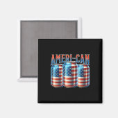 Ameri-can Grappige Bierblikje Vlag Patriottisch 4e Magneet (Voorkant / Achterkant)