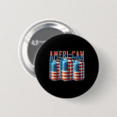 Ameri-can Grappige Bierblikje Vlag Patriottisch 4e Ronde Button 5,7 Cm (Voorkant /achterkant)