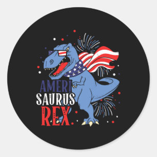 Ameri Saurus Rex 4 juli dinosaurus onafhankelijkhe Ronde Sticker