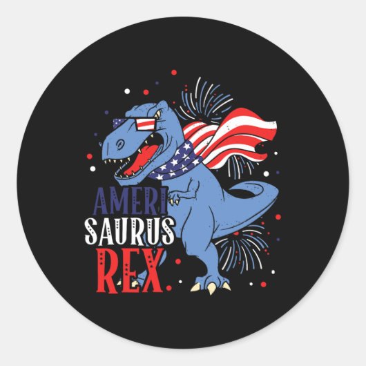 Ameri Saurus Rex 4 juli dinosaurus onafhankelijkhe Ronde Sticker (Voorkant)