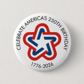 America 250 - 1776-2026  Star Design Ronde Button 5,7 Cm (Voorkant)