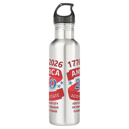 America 250 Add State 1776 2026 Cool Personalized Waterfles (Voorkant)