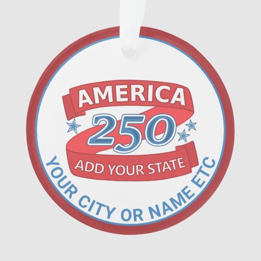America 250 Add State Patriotic Cool Double Sided Ornament (voorkant)