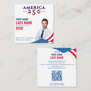 America 250 kandidaat voor politieke verkiezingsca vierkante visitekaartje