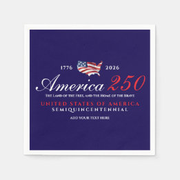 America 250 Land of Free Home Brave Patriotic Blue Servet