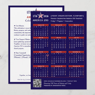 America 250 Patriotic Blue 2026 Calendar Kaart