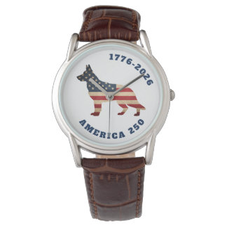 America 250 Patriotic German Shepherd Dog Horloge
