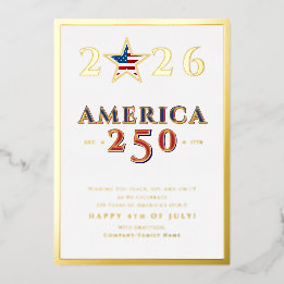 America 250 Semiquincentennial 2026 July 4th Star Folie Feestdagenkaart