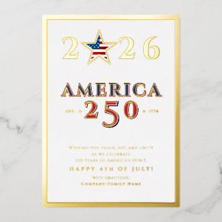 America 250 Semiquincentennial 2026 July 4th Star Folie Feestdagenkaart