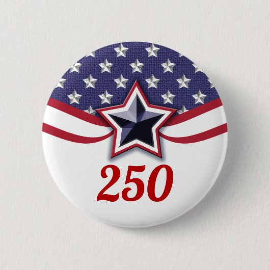America 250 Stars Stripes Design Ronde Button 5,7 Cm (Voorkant)