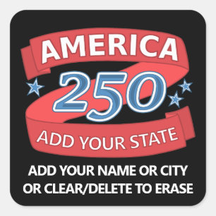 America 250 Voeg Staat En Tekst Toe Semi-quince-ce Vierkante Sticker