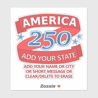 America 250 Voeg Staat Toe En Tekst Patriottische  Sticker