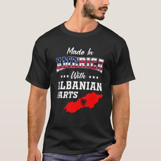 America Albanian Parts Albania Map USA Flag Ancest T-shirt (Voorkant)